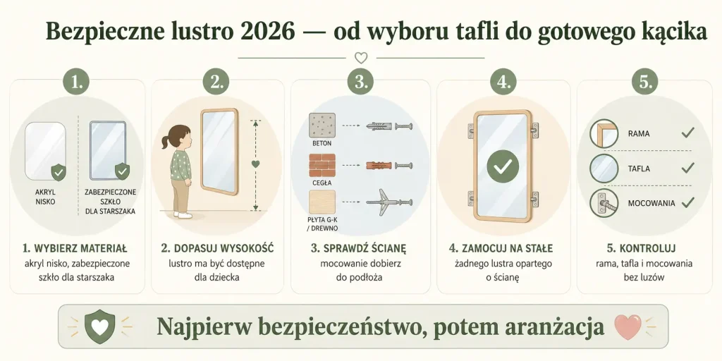 Bezpieczne lustro 2026 — od wyboru tafli do gotowego kącika