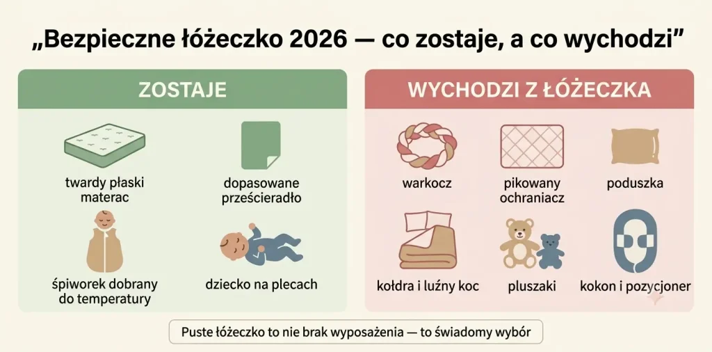 Bezpieczne łóżeczko 2026 — co zostaje, a co wychodzi