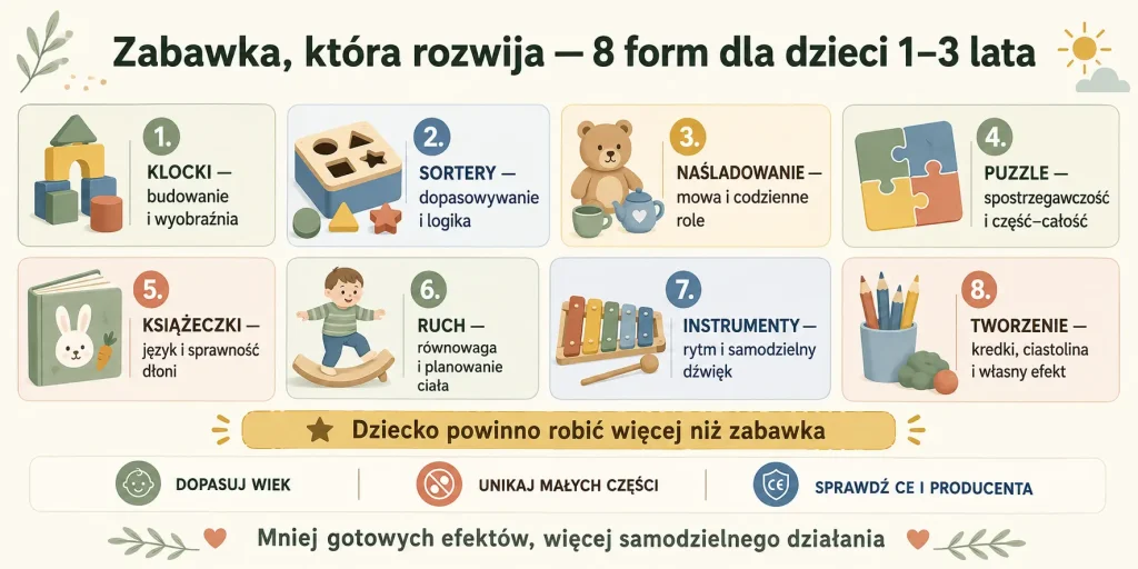 Zabawka, która rozwija — 8 form dla dzieci 1–3 lata