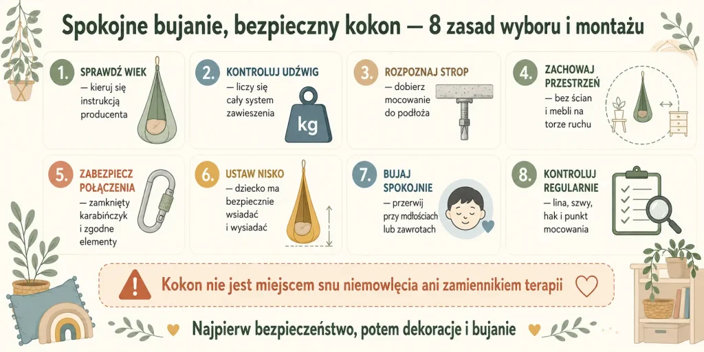 Spokojne bujanie, bezpieczny kokon — 8 zasad wyboru i montażu
