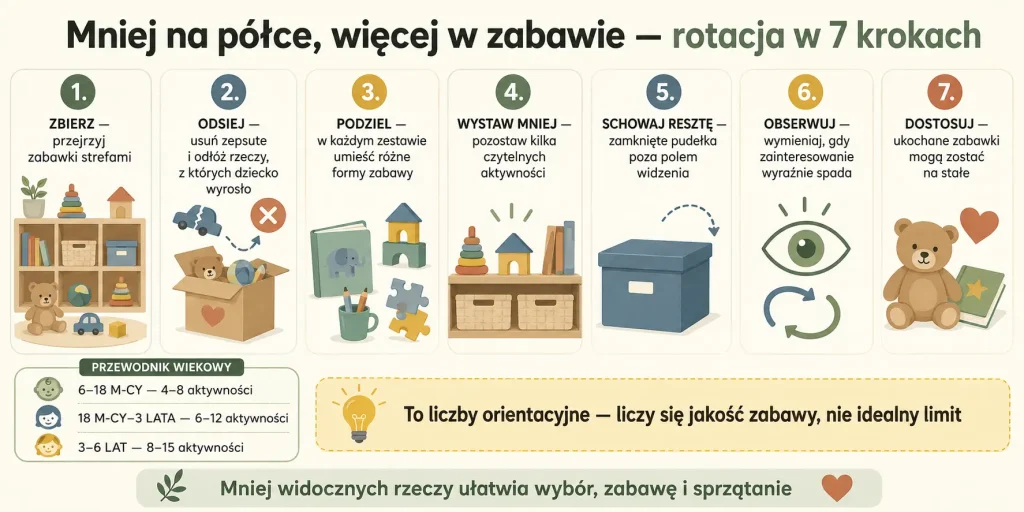 Mniej na półce, więcej w zabawie — rotacja w 7 krokach