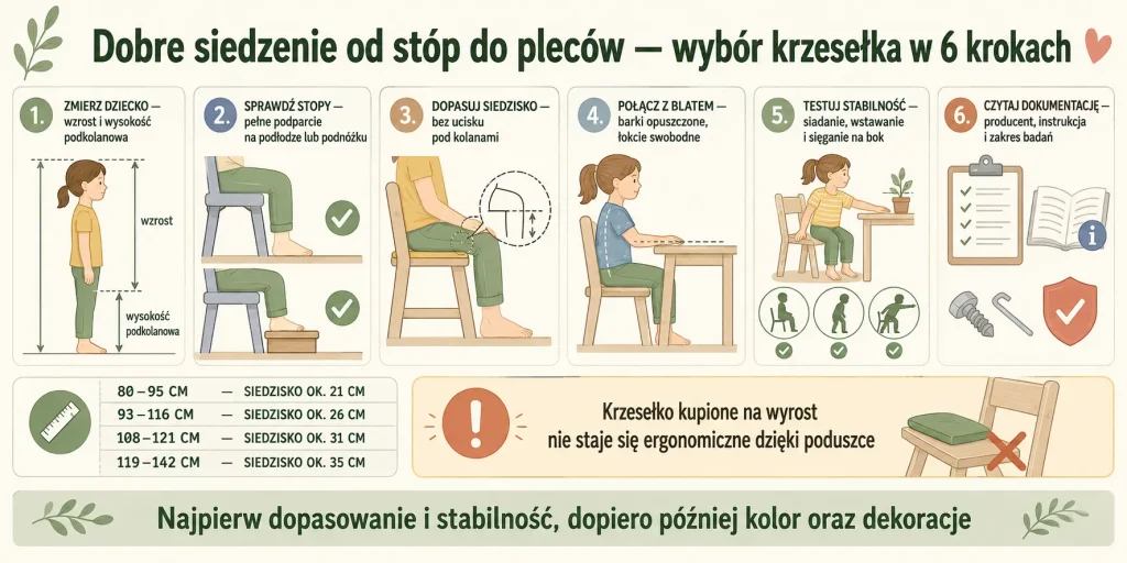 Dobre siedzenie od stóp do pleców — wybór krzesełka w 6 krokach