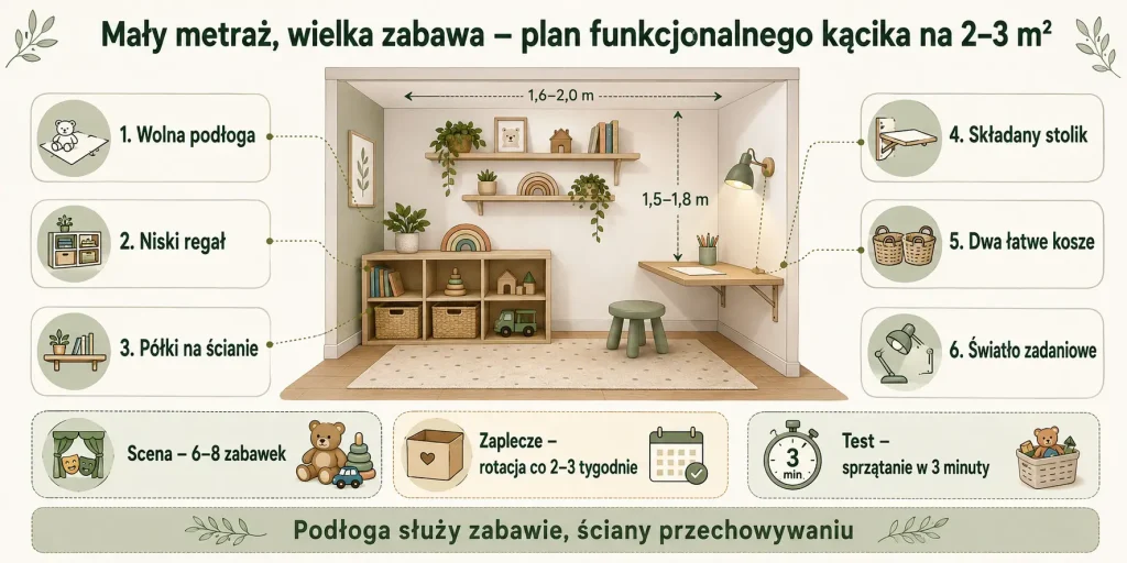  Mały metraż, wielka zabawa – plan funkcjonalnego kącika na 2–3 m²