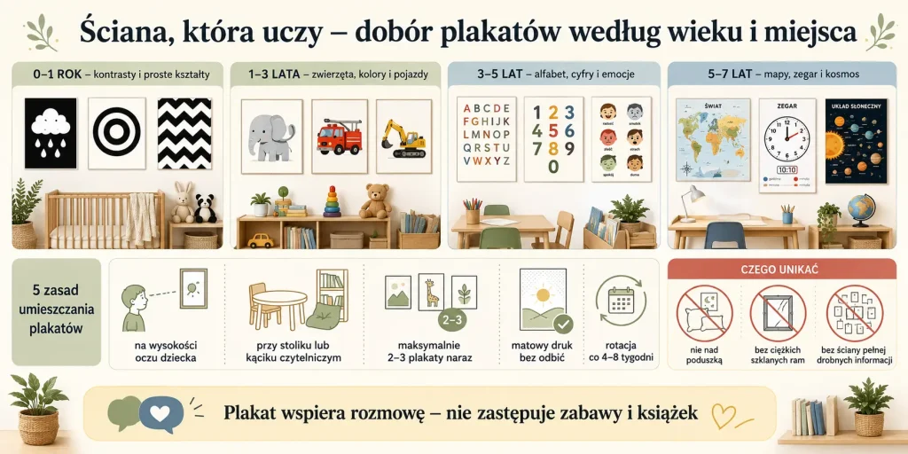 Ściana, która uczy – dobór plakatów według wieku i miejsca