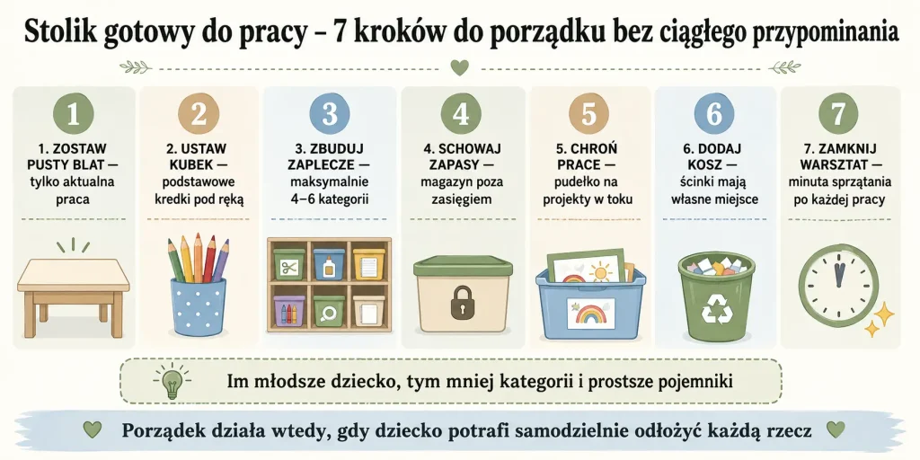 Stolik gotowy do pracy – 7 kroków do porządku bez ciągłego przypominania
