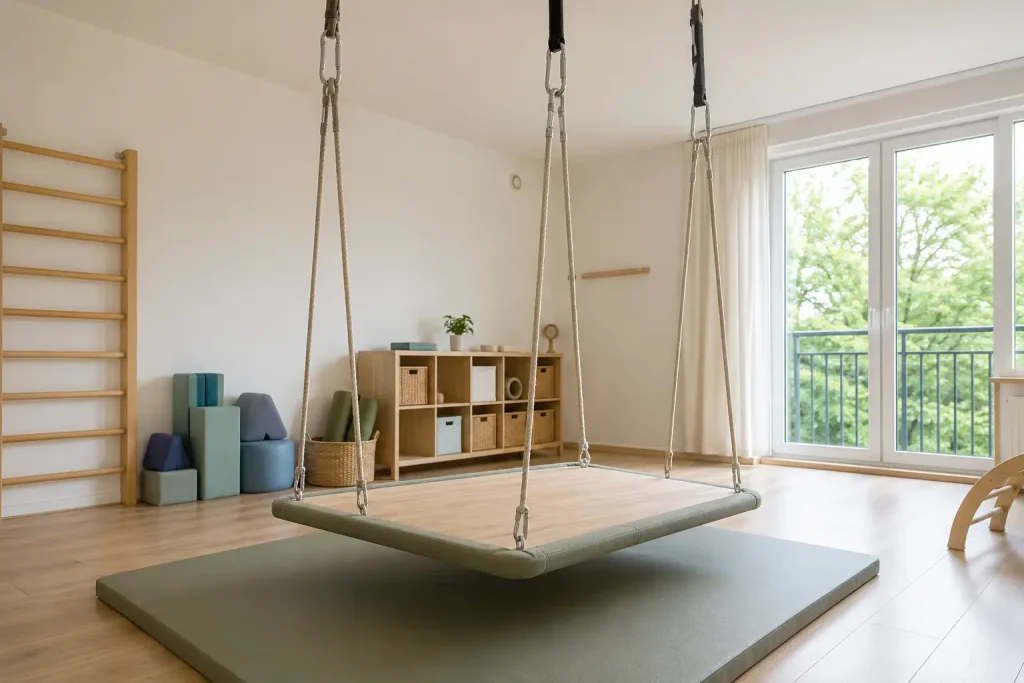 Huśtawka terapeutyczna SI w domu – rodzaje, montaż w stropie i zabawy, które robią robotę [2026]