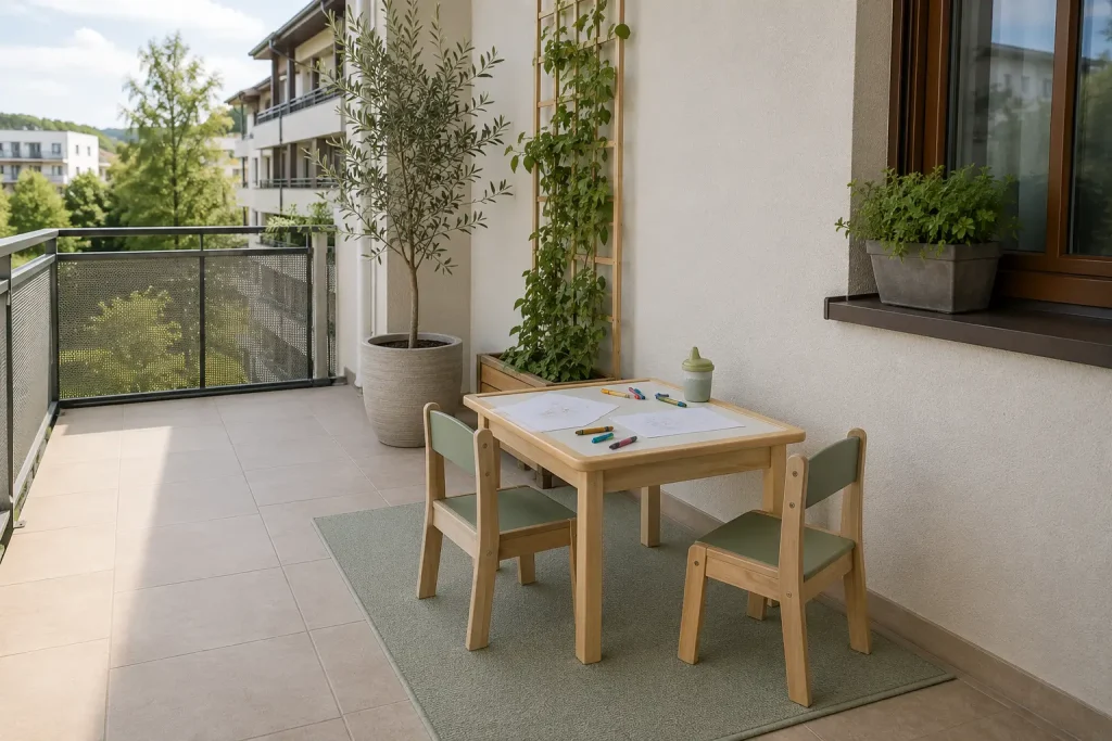 Stolik dla dzieci na balkon i do ogrodu – materiały, które przeżyją lato (i deszcz) [sezon 2026]