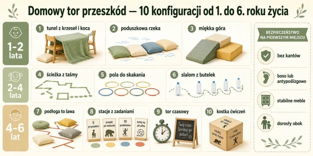 Domowy tor przeszkód — 10 konfiguracji od 1. do 6. roku życia