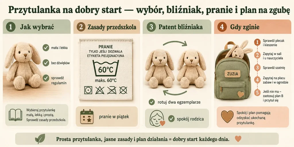 Przytulanka na dobry start — wybór, bliźniak, pranie i plan na zgubę