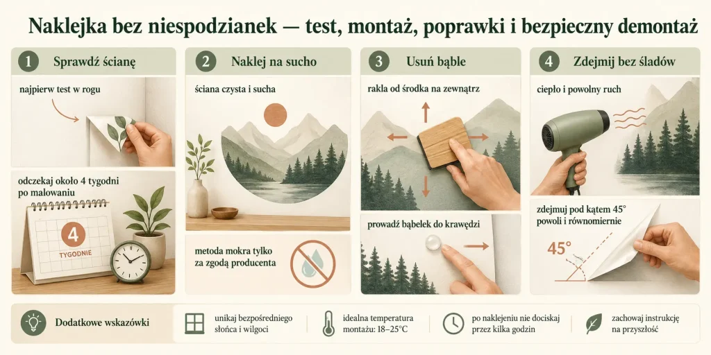  Naklejka bez niespodzianek — test, montaż, poprawki i bezpieczny demontaż