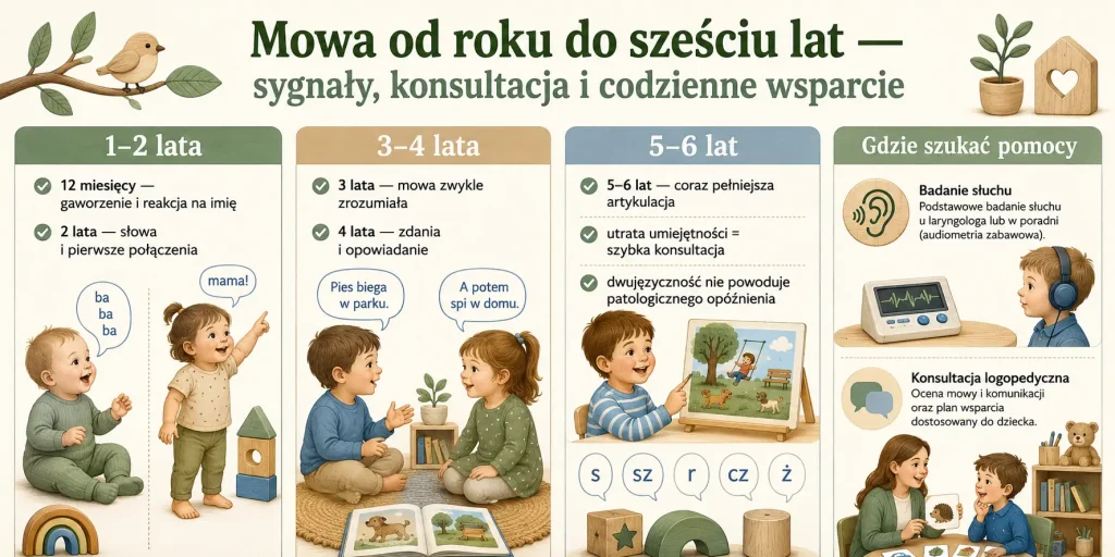  Mowa od roku do sześciu lat — sygnały, konsultacja i codzienne wsparcie