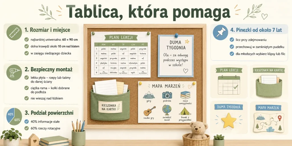 rozmiar 60 × 90 cm, bezpieczne mocowanie, podział na strefy oraz dziesięć sposobów wykorzystania